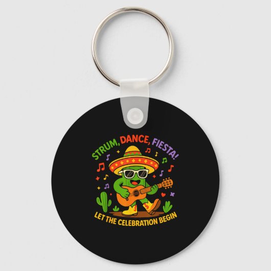 Porte-clés Cinco de mayo cactus drôle sombrero gratter danseC (Recto)
