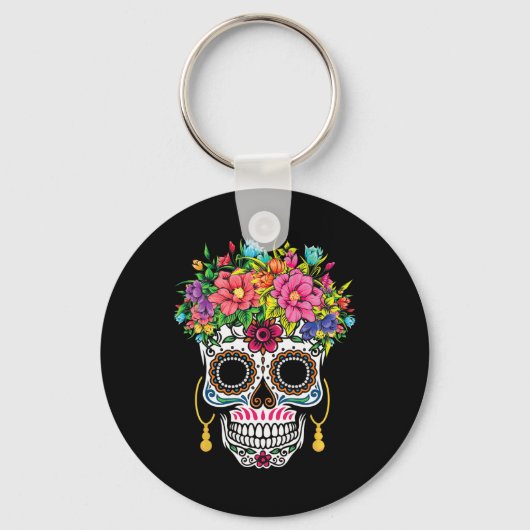 Porte-clés Cinco De Mayo Crâne à sucre Dia De Los Muertos Jou (Recto)