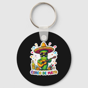 Porte-clés Cinco de mayo drôle de cactus mexicain lunettes de