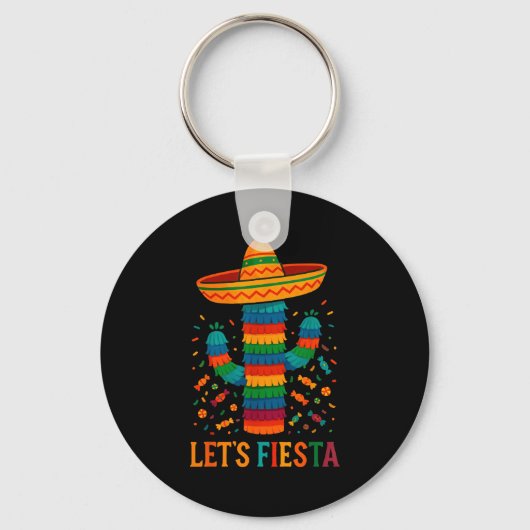 Porte-clés Cinq mai cactus mexicain drôle letsCinco (Recto)