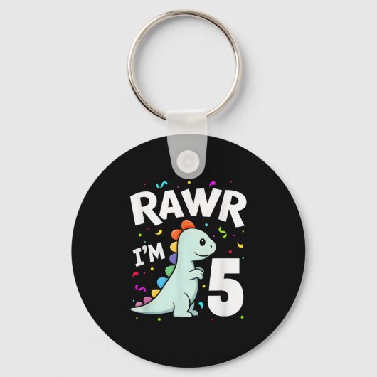Porte-clés Cinq Rawr Im 5 Ans T-rex Dinosaur 5e anniversaire (Recto)