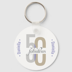 Porte-clés Cinquante & Fabuleux 50e Anniversaire Élégant Nom