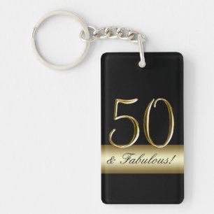Porte-clés Cinquantième anniversaire d'or métallique noir