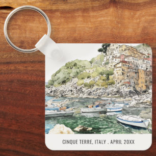 Porte-clés Cinque Terre Italie Mer Aquarelle Voyage italien