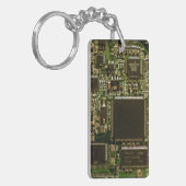 Porte-clés Circuit imprimé vert macro | Photo de PCB (Devant gauche)