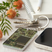 Porte-clés Circuit imprimé vert macro | Photo de PCB (Devant droit)