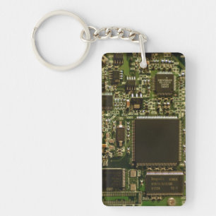 Porte-clés Circuit imprimé vert macro Photo de PCB