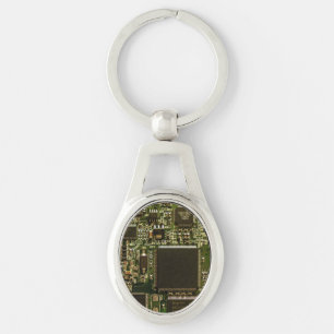 Porte-clés Circuit imprimé vert macro Photo de PCB