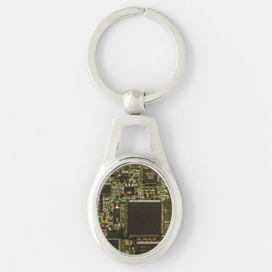 Porte-clés Circuit imprimé vert macro | Photo de PCB (Devant)