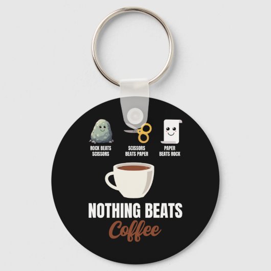 Porte-clés Ciseaux de papier rocher Rien ne bat le café (Recto)