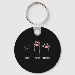 Porte-clés Ciseaux Papier Rocher Jeu Maigre Paw Drôle Chat