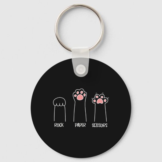 Porte-clés Ciseaux Papier Rocher Jeu Maigre Paw Drôle Chat (Recto)