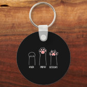 Porte-clés Ciseaux Papier Rocher Jeu Maigre Paw Drôle Chat (Recto)