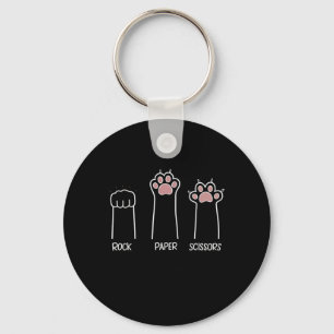Porte-clés Ciseaux Papier Rocher Paw Game Chat Aimer Animal E