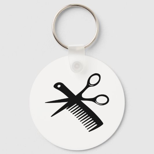 Porte-clés ciseaux peigne de coiffeur noir (Recto)