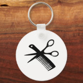 Porte-clés ciseaux peigne de coiffeur noir (Recto)