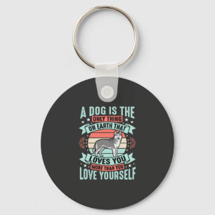 Porte-clés Citation Amoureux de Chien Graphique Husky Vintage