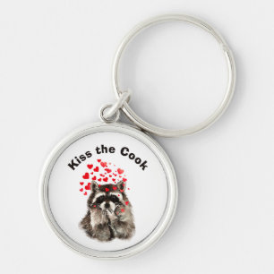 Porte-clés Citation amusante Kiss the Cook mignon Raccoons, A
