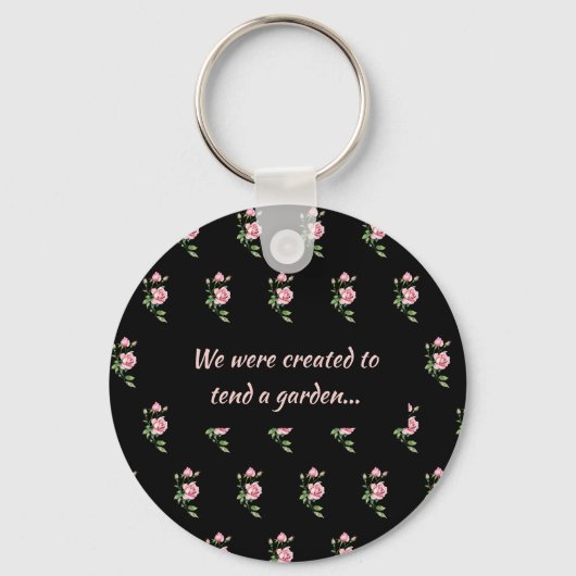 Porte-clés Citation chrétienne de fleur de rose rose Jardin (Recto)