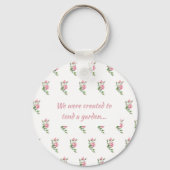 Porte-clés Citation chrétienne de fleur de rose rose Jardin (Verso)