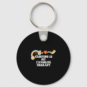 Porte-clés Citation cool groovy camping est ma thérapie favor