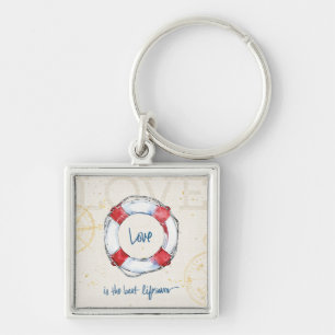 Porte-clés Citation côtière L'amour est le meilleur sauveur