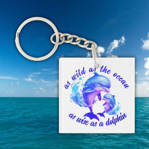 Porte-clés Citation de dauphins d'aquarelle