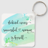 Porte-clés Citation de femme réussie Turquoise Aquarelle Scri (Dos)