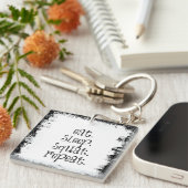 Porte-clés Citation De Fitness Gym : Manger, Dormir, Squat (Devant Droit)