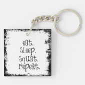 Porte-clés Citation De Fitness Gym : Manger, Dormir, Squat (Dos)