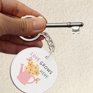 Porte-clés Citation de jardin floral 'L'amour grandit ici'