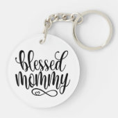 Porte-clés Citation de la fête de la mère de maman bienheureu (Dos)