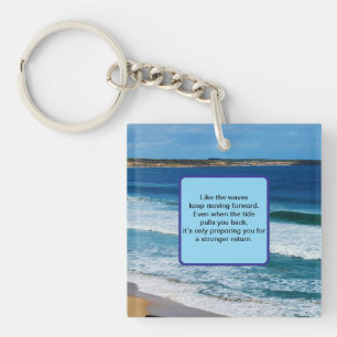 Porte-clés Citation De Motivation De Plage : Comme Les Vagues