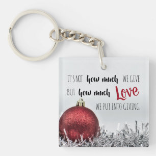Porte-clés Citation de Noël inspirante avec décoration rouge