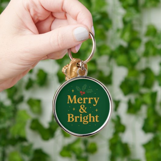 Porte-clés Citation de Noël Merry & Bright (Main)