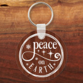 Porte-clés Citation de Noël Paix sur Terre sur bois Brown (Recto)