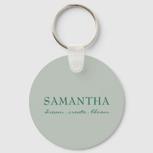 Porte-clés Citation de nom vert sauge minimaliste