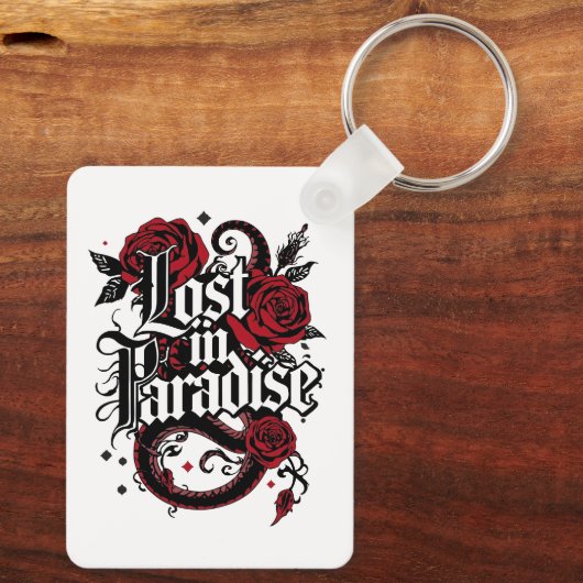 Porte-clés Citation de style tatouage romantique foncé (Verso)