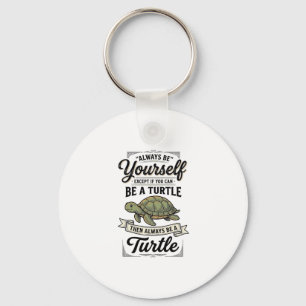 Porte-clés Citation de Tortue Drôle Design de Gravure Vintage