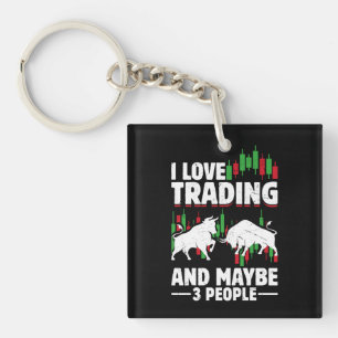 Porte-clés Citation de trading drôle Taureau & Chandelier Day