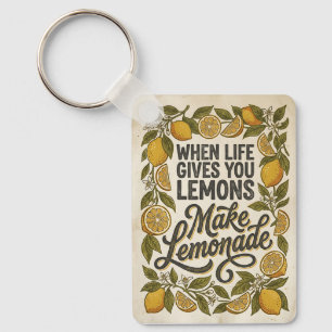 Porte-clés Citation d'inspiration Jaune Citron Rétro