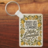 Porte-clés Citation d'inspiration Jaune Citron Rétro (Recto)