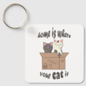 Porte-clés Citation drôle Accueil est où est votre chat (Recto)