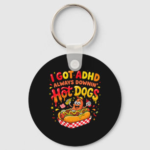 Porte-clés Citation drôle Adhd Hot Dog J'ai Adhd mange des Ho