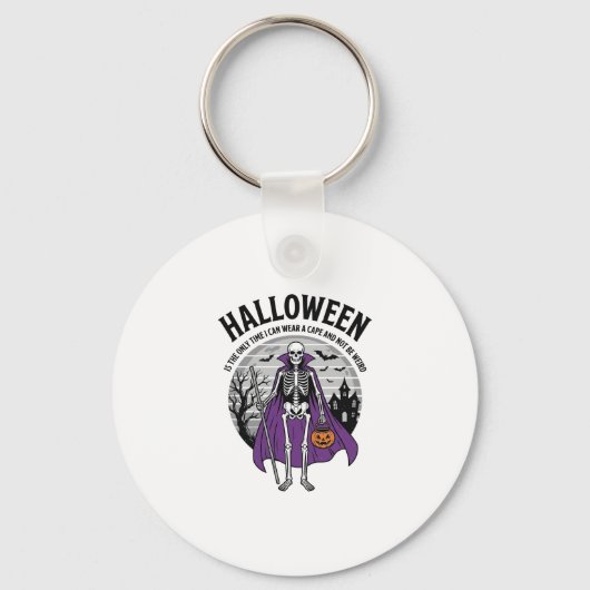 Porte-clés Citation drôle de cape d'Halloween de squelette de (Recto)