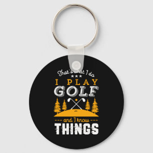 Porte-clés Citation drôle de golf Je joue au golf et je sais