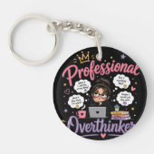 Porte-clés Citation drôle de surpenseur professionnel noir (Devant)