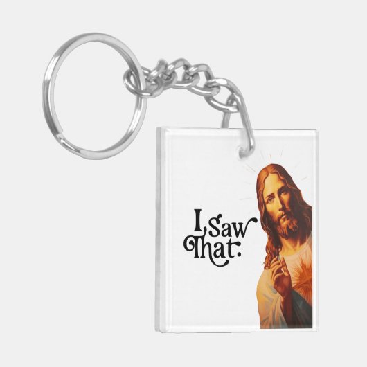 Porte-clés Citation drôle Jésus mème J'ai vu ce chrétien (Devant gauche)