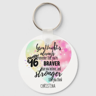 Porte-clés Citation forte Brave Grandgirl Sweet16 Custom