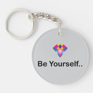 Porte-clés Citation gras "Be Yourself" avec diamant brillant